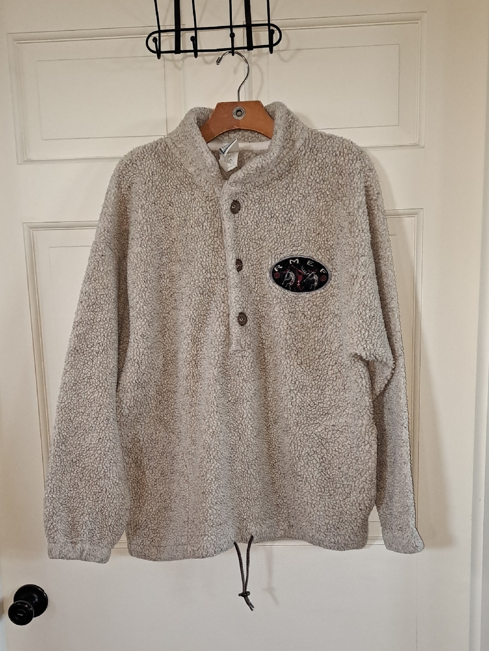 Vintage 90s E.M.I. Made In USA Sherpa Fleece Oversized Pullover Jacket Comfy